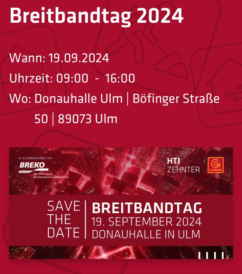 Save the Date Breitbandtag 2024 in Ulm